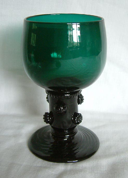 c1790 Georgian Hock wine glass green bluetint